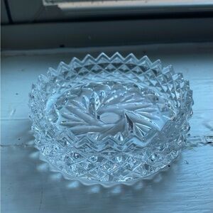 Vintage Crystal Ashtray With Scalloped Edge 3 1/2 in